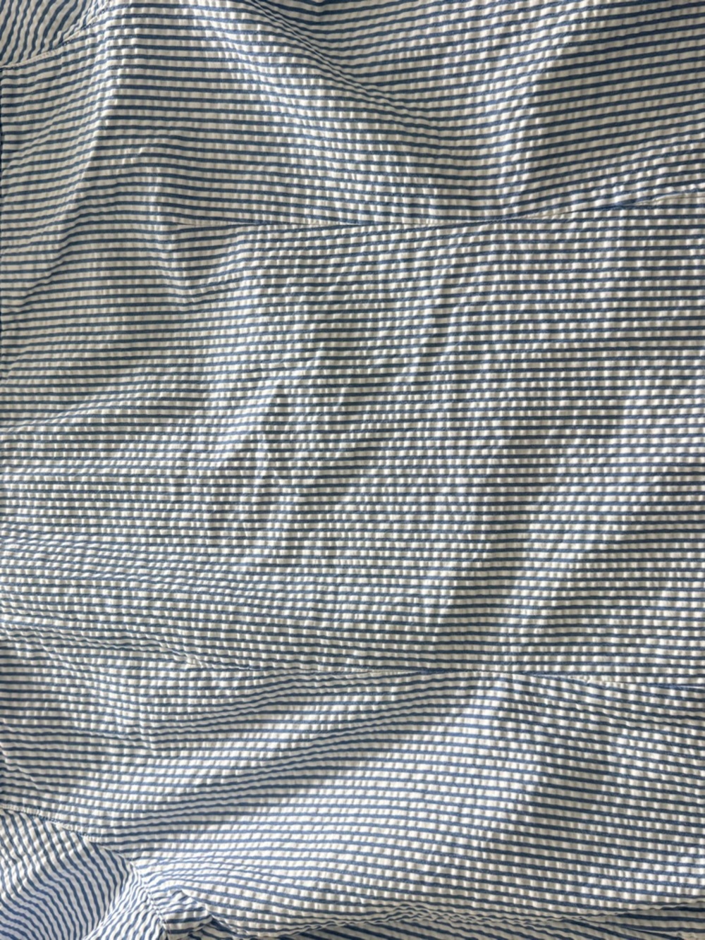 L.L. Bean Blue and White Striped Seersucker Button-Down Shirt - Picture 4 of 4